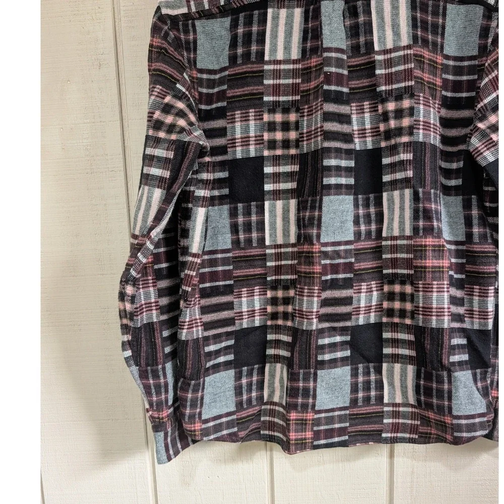 Banana Republic Patchwork Plaid Flannel Shirt Multi-Color Mens M